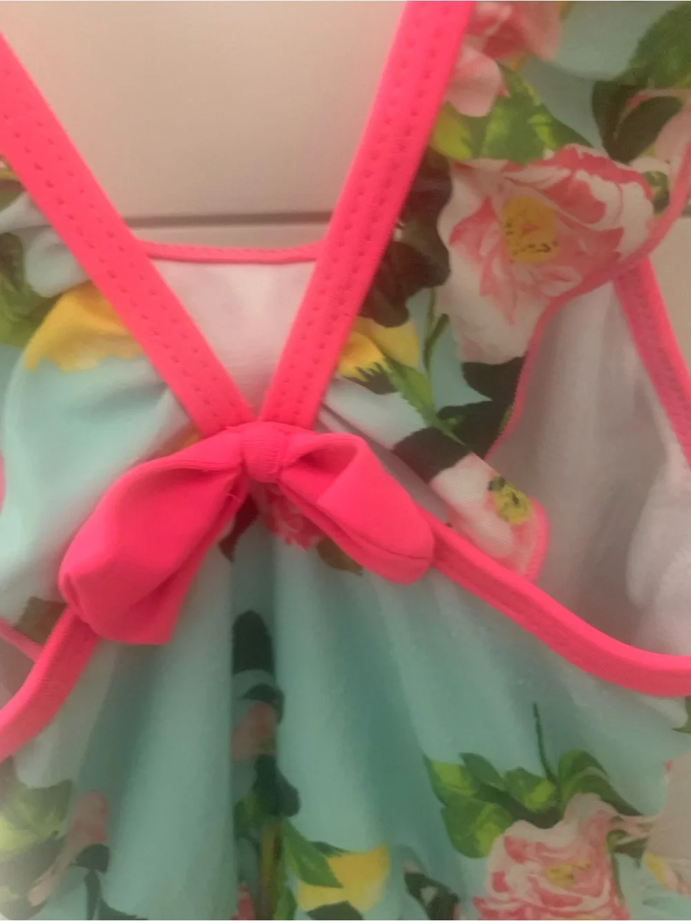 Betsey Johnson Floral Pink-Trim One-Piece Swimsuit. Size 6